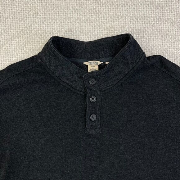 Duluth Trading Henley Sweater Sweatshirt Mens 2XL Black Long Sleeve Side Pockets - Picture 2 of 7